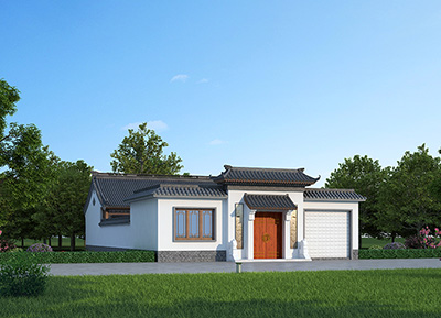 農(nóng)村一層中式三合院別墅BZ180-新古典風格